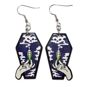 Purple Gothic Coffin Potion Earrings Hypoallergenic Nickel‎ Free 925